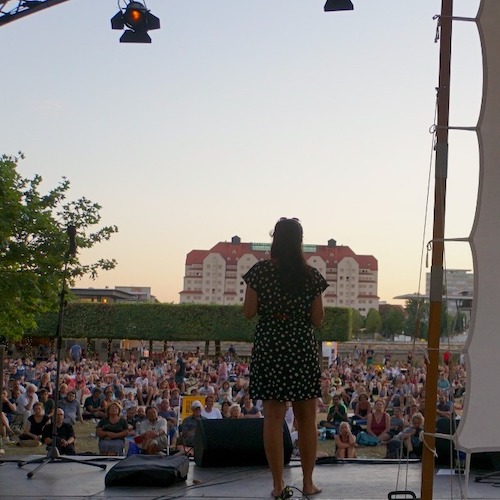 Presenting the peace slam at Palaissommer Dresden 2018.